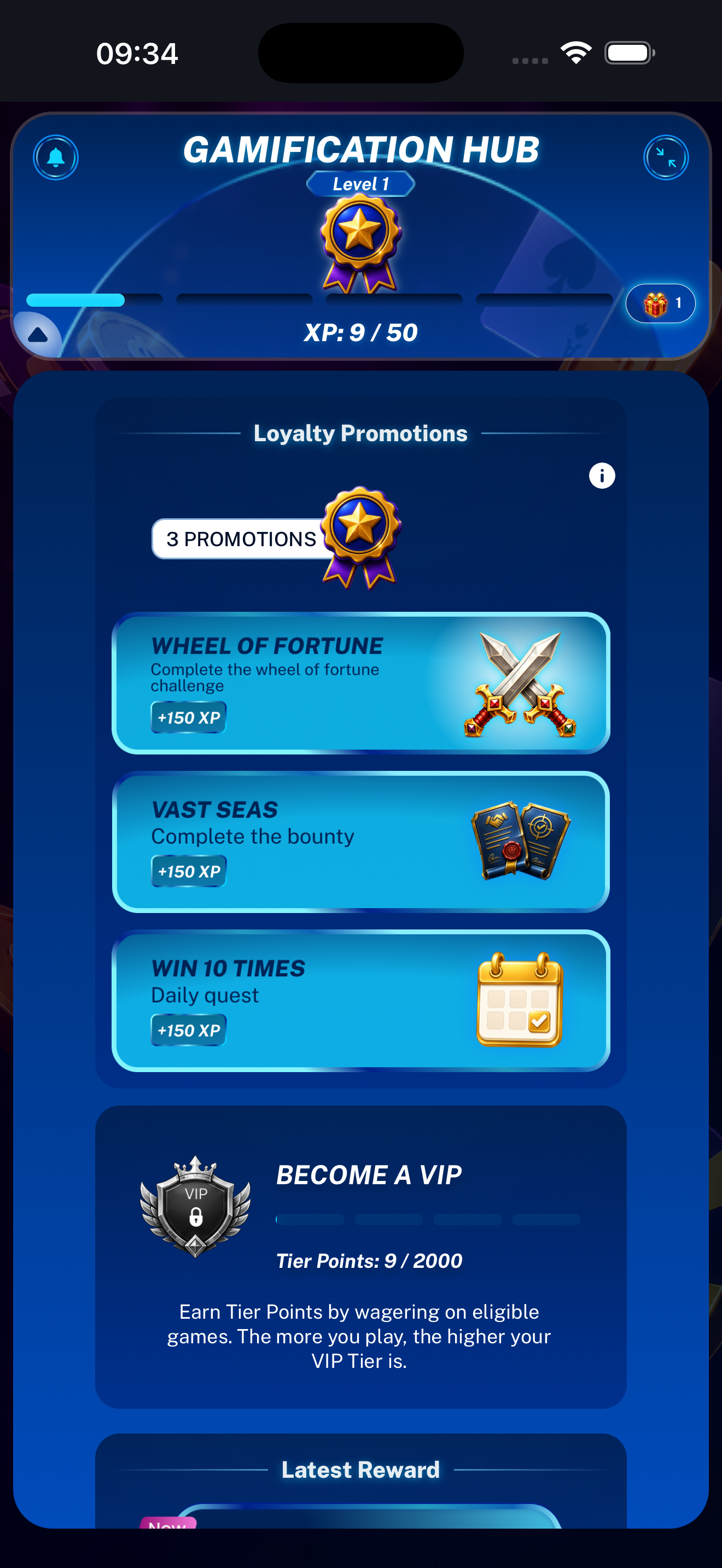 Loyalty promotions in the My Profile section on a mobile phone